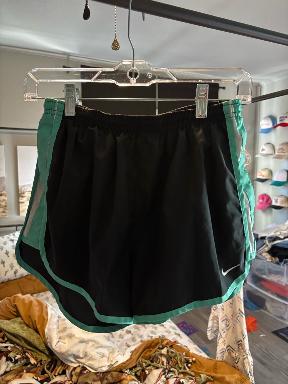 Nike Black Athletic Shorts with Teal Trim